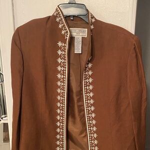Jessica Howard Chocolate Floral Embroidered Jacket